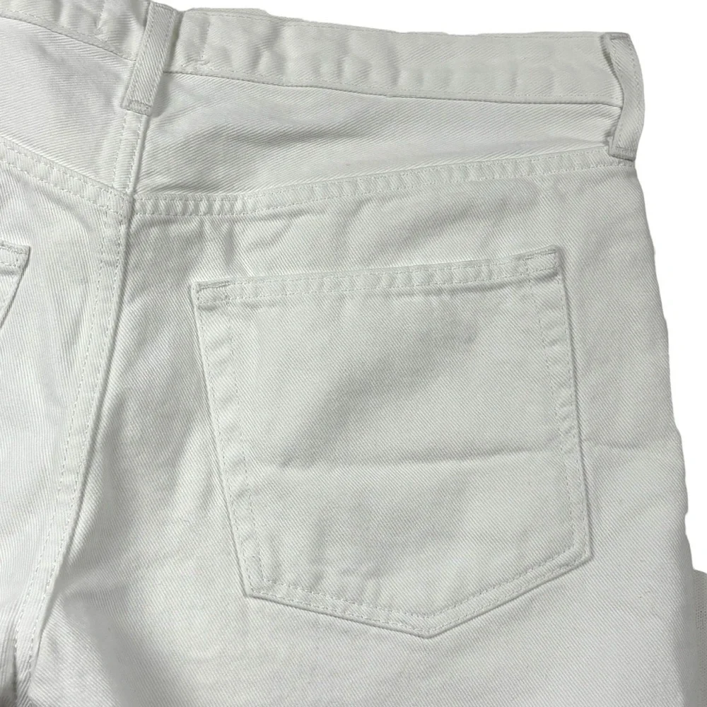 ETICA COTTON VINTAGE WHITE HAVEN HIGH RISE RELAXED RAW HEM BUTTON FLY SHORTS
